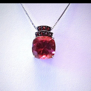 Pretty, Large Square Garnet Necklace